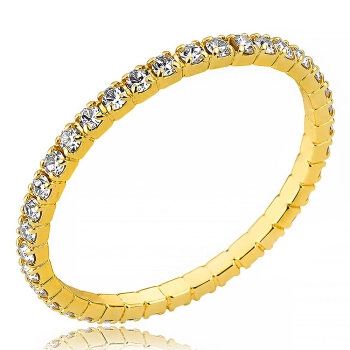Anel aparador folheado a ouro com pedras de strass pequenas na cor cristal