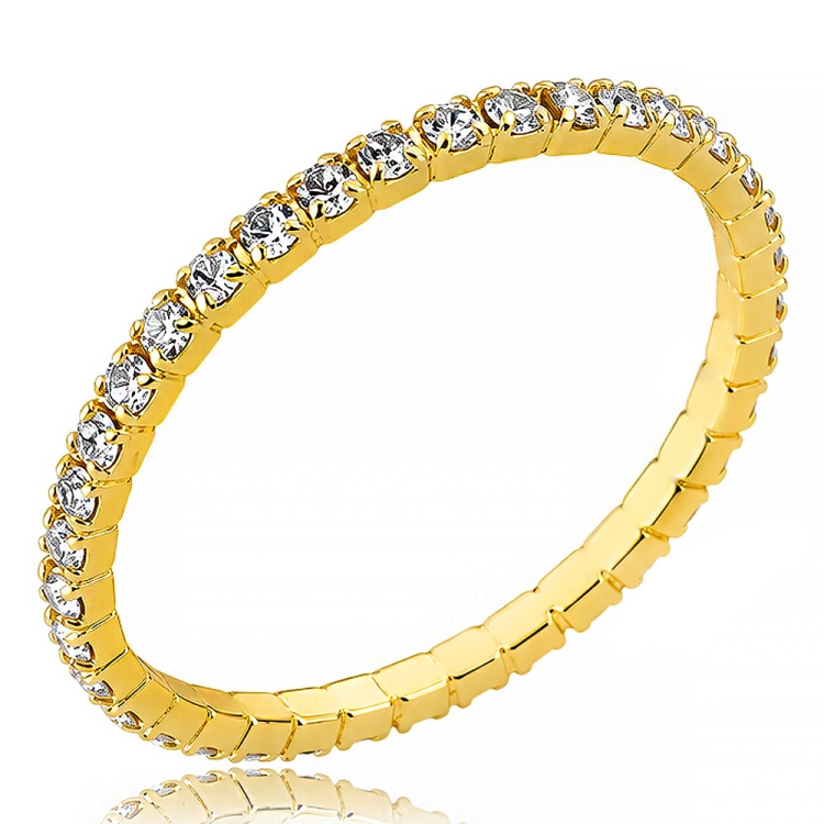 Foto 1 do Produto Anel aparador folheado a ouro com pedras de strass pequenas na cor cristal