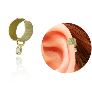 Brinco ear cuff folheado a ouro com zircônia