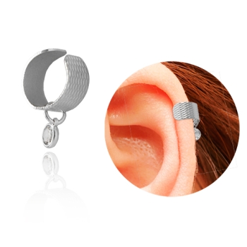 Brinco ear cuff folheado a prata com zircônia