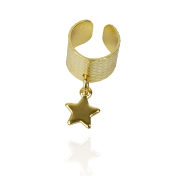 Piercing Fake de orelha folheado a ouro com pingente estrelinha