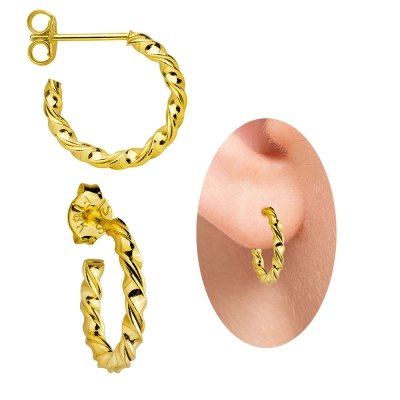 Brinco argola folheado a ouro com zircônias