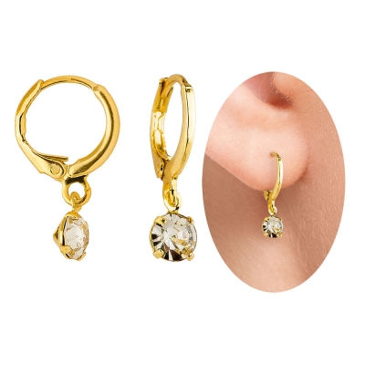 Brinco argola folheado a ouro com zircônias