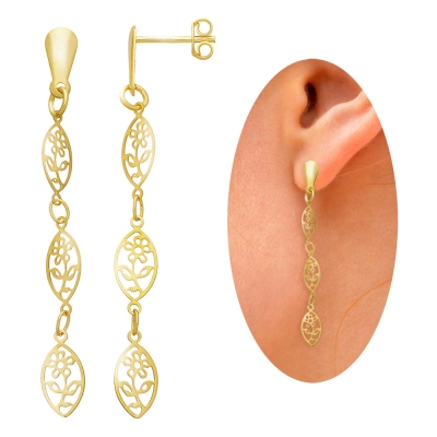Brinco argola folheado a ouro com zircônias