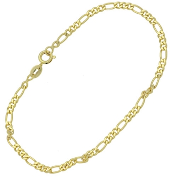 Pulseira masculina folheada a ouro com gomos 3 X 1 e malha de 3 mm