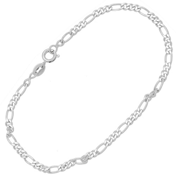 Pulseira masculina folheada a prata com gomos 3 X 1 e malha de 3 mm