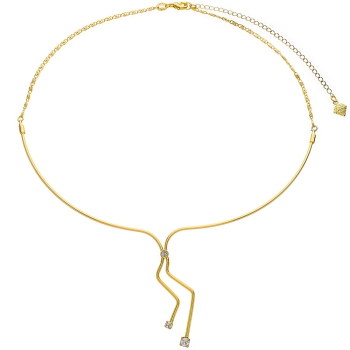 Gargantilha choker folheada a ouro com adereços de fio e zircônias