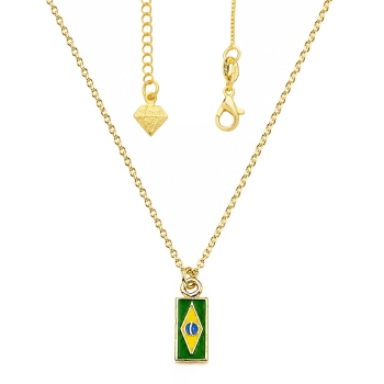 Gargantilha folheada a ouro com pingente em forma da bandeira do Brasil