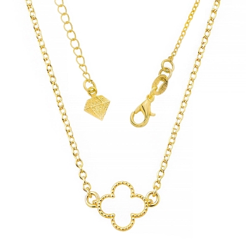 Gargantilha Virginia com pingente trevo branco folheada a ouro
