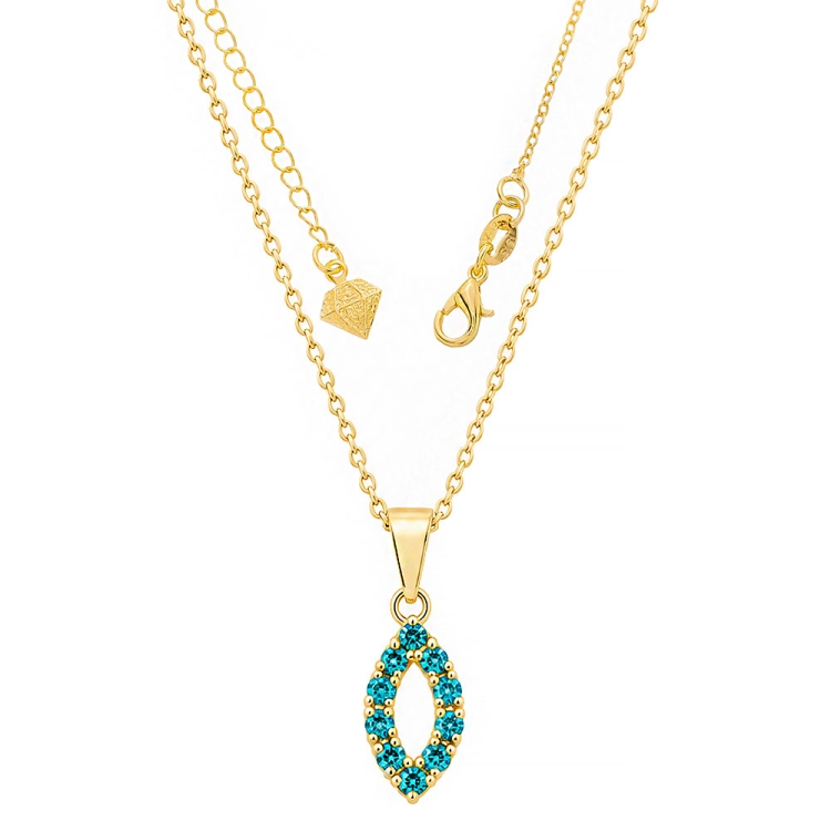 Foto 1 do Produto Gargantilha folheada a ouro e pingente com pedras de strass azul turquesa