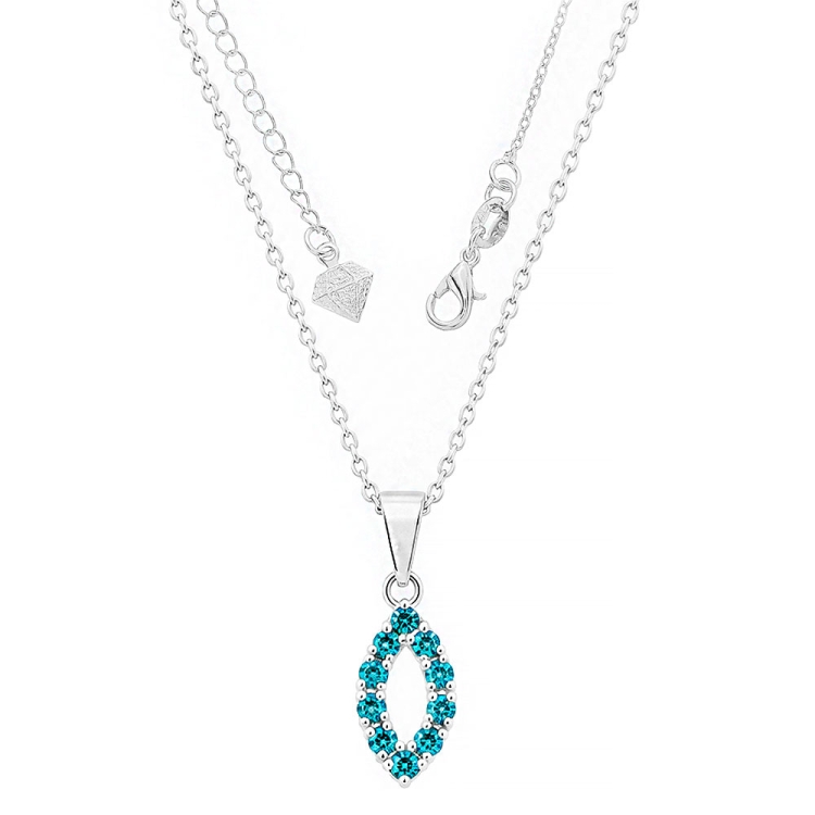 Foto 1 do Produto Gargantilha folheada a prata e pingente com pedras de strass azul turquesa