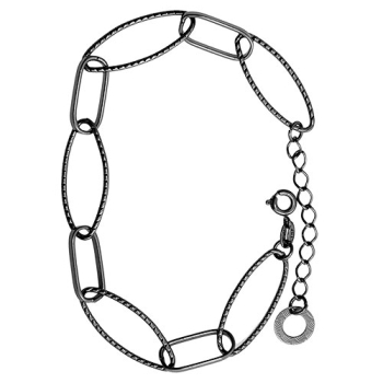 Pulseira em banho onix com elos longos estampados e curtos lisos