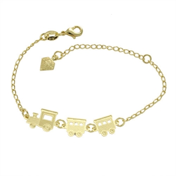 Pulseira infantil folheada a ouro com trenzinho