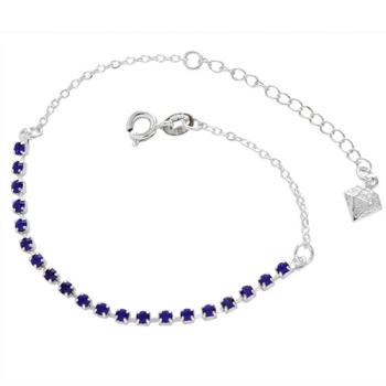 Pulseira folheada a prata com pedras de strass de 2 mm na cor azul