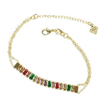 Pulseira Riviera folheada a ouro com zircônias multicoloridas