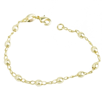 Pulseira infantil folheada a ouro com bolinhas de 3,5 mm