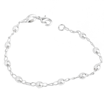 Pulseira infantil folheada a prata com bolinhas de 3,5 mm