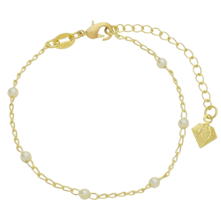 Foto 1 do Produto Pulseira infantil folheada a ouro com pérolas de 3 mm