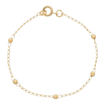 Pulseira infantil folheada a ouro cor rosé com bolinhas de 2,5 mm