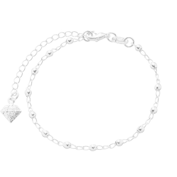 Pulseira infantil folheada a prata com bolinhas de 2,5 mm