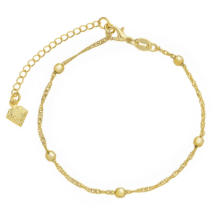 Foto 1 do Produto Pulseira Singapura folheada a ouro com bolinhas de 3,5 mm
