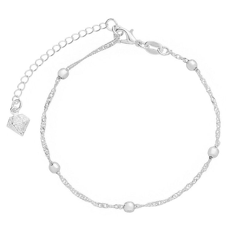 Foto 1 do Produto Pulseira Singapura folheada a prata com bolinhas de 3,5 mm