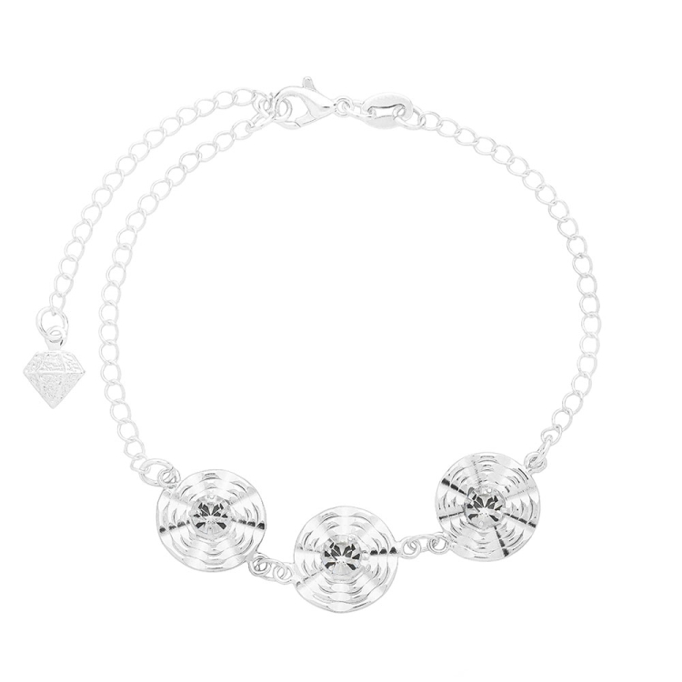 Foto 1 do Produto Pulseira folheada a prata com adereços rendondos estampados e pedras de strass