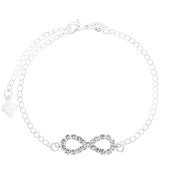 Pulseira folheada a prata com o símbolo do infinito em strass