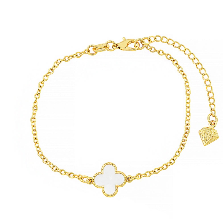 Foto 1 do Produto Pulseira Virginia com pingente trevo branco folheada a ouro
