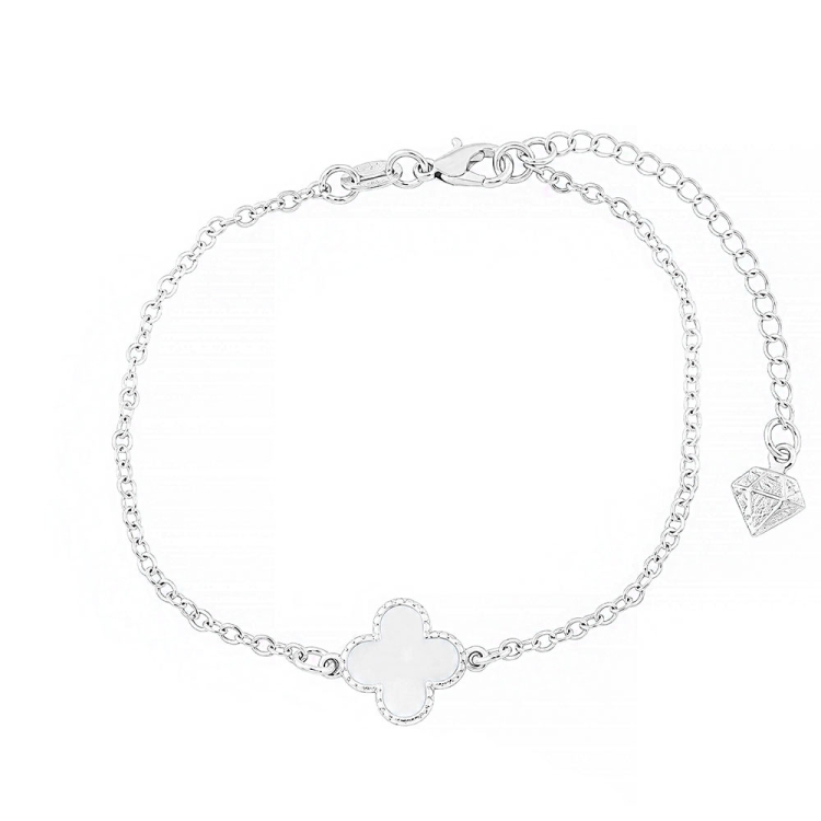 Foto 1 do Produto Pulseira Virginia com pingente trevo branco folheada a prata