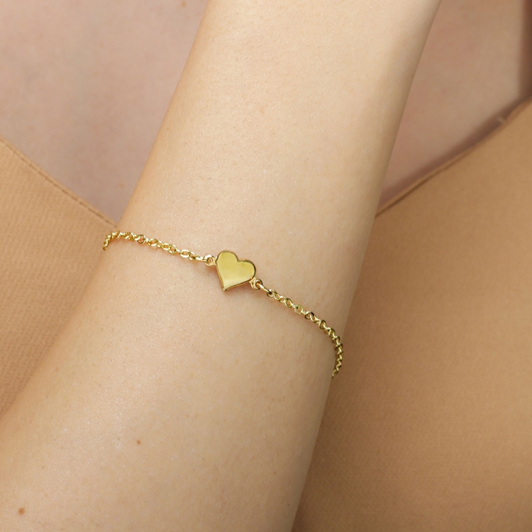 Foto 2 do Produto Pulseira folheada a ouro com adereço em forma de coração abaulado