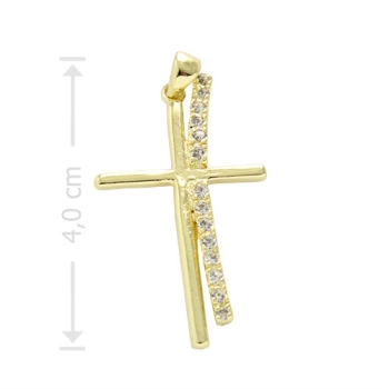 Crucifixo folheado a ouro com zircônias