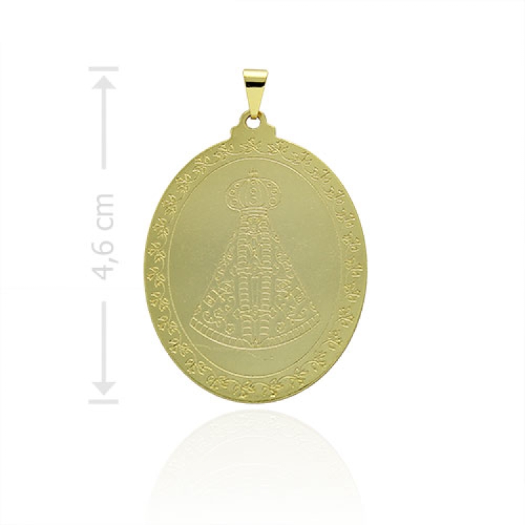 Foto 1 do Produto Medalha de N. Sra. Aparecida folheada a ouro com detalhes em baixo relevo