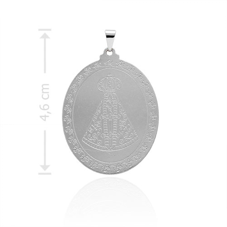 Foto 1 do Produto Medalha de N. Sra. Aparecida folheada a prata com detalhes em baixo relevo