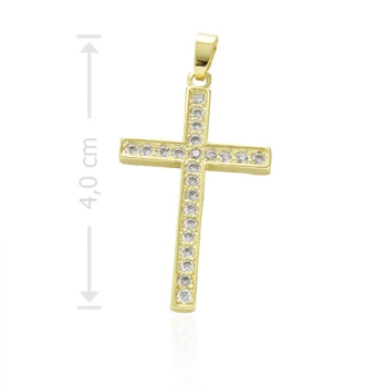 Crucifixo folheado a ouro com micro zircônias cravejadas